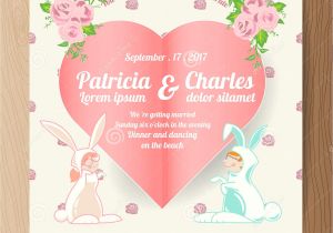 E Card Wedding Invitation Free Wedding Invitation Card Templates Cartoon Character Rabbit