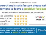 Ebay Feedback Request Template 50 Blue Ebay Seller Thank You Cards 5 Star Feedback Rating