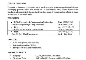 Ece Resume Sample Resume format Resume format for Ece Students