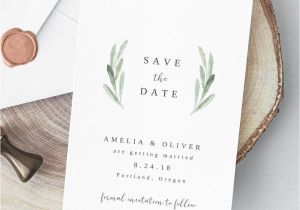 Edit Name On Marriage Card Greenery Save the Date Template Boho Wedding Printable