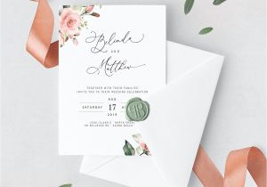 Edit Name On Marriage Card Miu Blush Wedding Invitation Template with Roses and