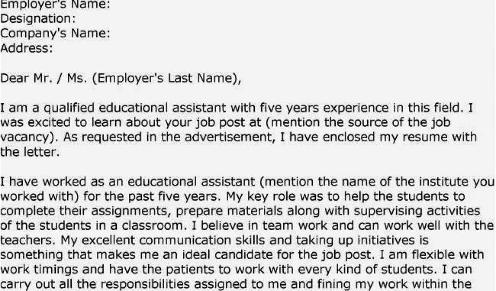 sample cover letter educational assistant