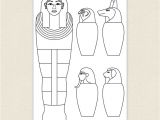 Egyptian Sarcophagus Template Egyptian Sarcophagus and Canopic Jars Colouring Sheet