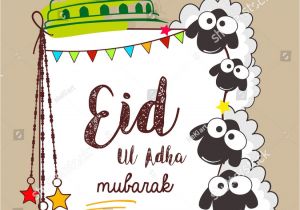 Eid Card for Eid Ul Adha Creative Sheeps Illustration with Mosque Dome Design and