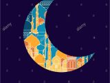 Eid Greeting Card with Name Month Mosque islamic Religious Sign Vector Illustration for