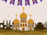 Eid Invitation Card for Friends Eid Mubarak Card with Castle Building Stock Vector Art