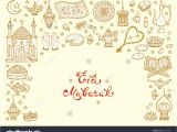Eid Ul Adha Card Design Eid Mubarak Calligraphy Lettering Phrase Doodle Stock