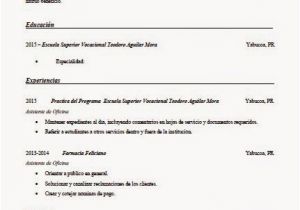 Ejemplos De Resume Profesional En Espanol Espanol Nivel Secundario Ejemplo De Un Resume