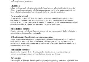 Ejemplos De Resume Profesional En Espanol Modelo De Curriculum Vitae Trabajo Modelo De Curriculum