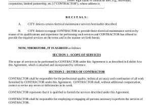Electrical Contractor Contract Template Maintenance Agreement Templates 11 Free Word Pdf