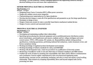 Electrical Engineer Resume Job Responsibilities Principal Electrical Engineer Resume Samples Velvet Jobs