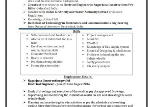 Electrical Engineer Resume Model Resume Electrical Site Engineer
