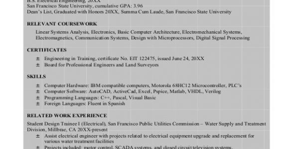 Electrical Engineer Resume Model Sample Engineering Resume 8 Examples In Word Pdf