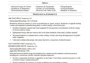Electrical Resume Template Journeyman Electrician Resume Sample Monster Com