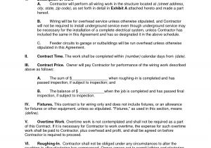 Electrical Work Contract Template Electrical Contract Agreement Template New Best S Of Basic