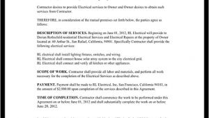 Electrical Work Contract Template Electrical Service Contract Agreement with Sample