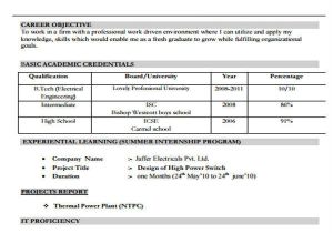 Electrician Fresher Resume format 40 Fresher Resume Examples
