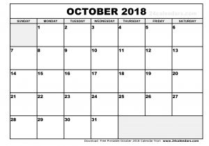 Electronic Calendar Template October 2018 Calendar Template Calendar Yearly Printable