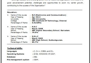 Electronics Engineering Fresher Resume format Over 10000 Cv and Resume Samples with Free Download