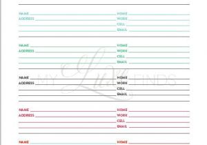 Email Address Book Template Address and Phone Book organizer Printable Home