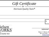 Email Gift Certificate Template Free Email Gift Certificate Lie Nielsen toolworks