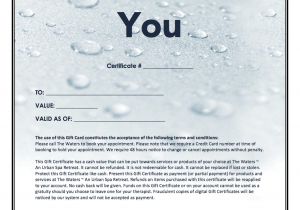 Email Gift Certificate Template Free Email Gift Certificate the Waters Spa