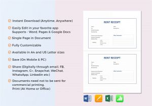 Email Rent Receipt Template Rent Receipt Template In Word Excel Apple Pages Numbers
