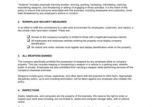Email Security Policy Template Workplace Violence Prevention Policy Template Word Pdf