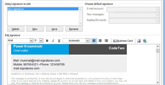 Email Signature Template Editor HTML Email Signature Setup In Outlook 2007