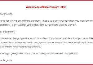 Email Template for Affiliate Program Welcome Letter Templates 20 Printable Samples formats