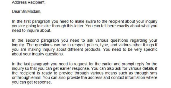 Email Template for Business Inquiry Inquiry Letter 7 Free Doc Download