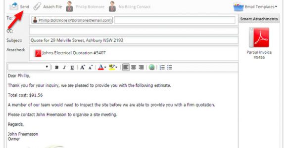 Email Template for Sending Quotation to Client Send Your First Quote Servicem8 Help