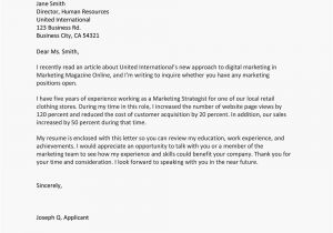 Email to Potential Employer Template Letter Of Interest Examples and format