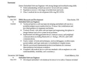 Embedded Engineer Resume 1 Year Experience Doc Embedded software Engineer Resume Sample Livecareer