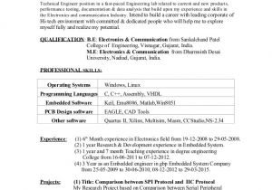 Embedded Engineer Resume 1 Year Experience Doc Resume for Embedded Engineer 1