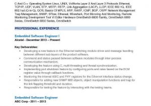 Embedded Engineer Resume 1 Year Experience Embedded software Engineer Resume Samples Qwikresume
