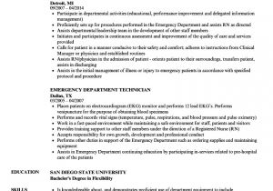 Emergency Medical Technician Basic Resume Emergency Department Technician Resume Samples Velvet Jobs