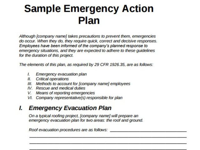 Emergency Response Plan Template for Small Business 11 Sample Emergency ...