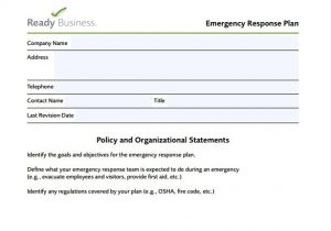 Emergency Response Plan Template for Small Business Free Download Small Business Emergency Response Plan