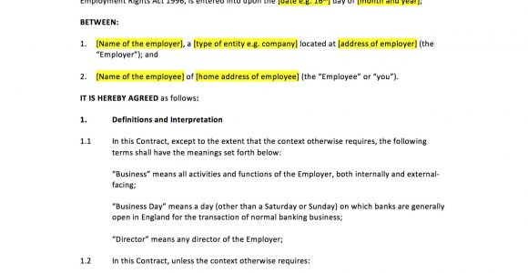 Employee Contract Template Uk Employment Contract Template Uk Template Agreements and