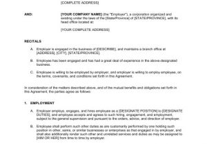 Employee Employer Contract Template Employment Agreement General Template Word Pdf by