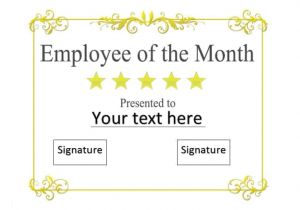 Employee Of the Month Certificate Template with Picture Employee Of the Month Template with
