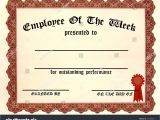 Employee Of the Week Certificate Template Employee Week Certificate Fill Blanks Stock Illustration
