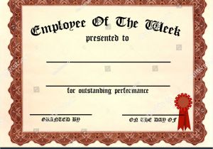 Employee Of the Week Certificate Template Employee Week Certificate Fill Blanks Stock Illustration