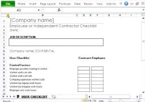 Employee or Independent Contractor Checklist Template 6 Excel Monthly Calendar Template 2014 Exceltemplates