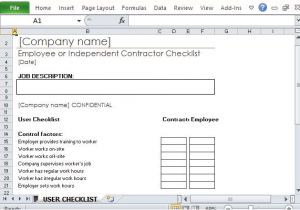 Employee or Independent Contractor Checklist Template Employee or Independent Contractor Checklist for Excel