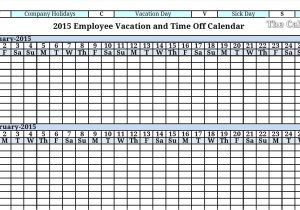 Employee Time Off Calendar Template 2015 Employee Vacation Absence Tracking Calendar 2015