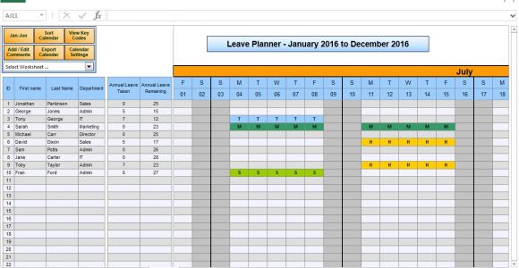 Employee Time Off Calendar Template Employee Time Off Calendar 2016 Calendar Template 2018