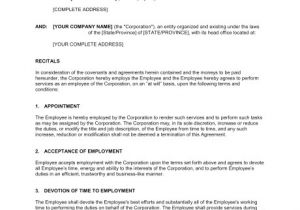 Employees Contract Template Employment Agreement at Will Employee Template Word