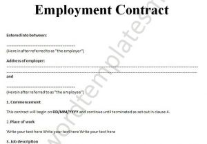 Employers Contract Template Free Printable Employment Contract Sample form Generic